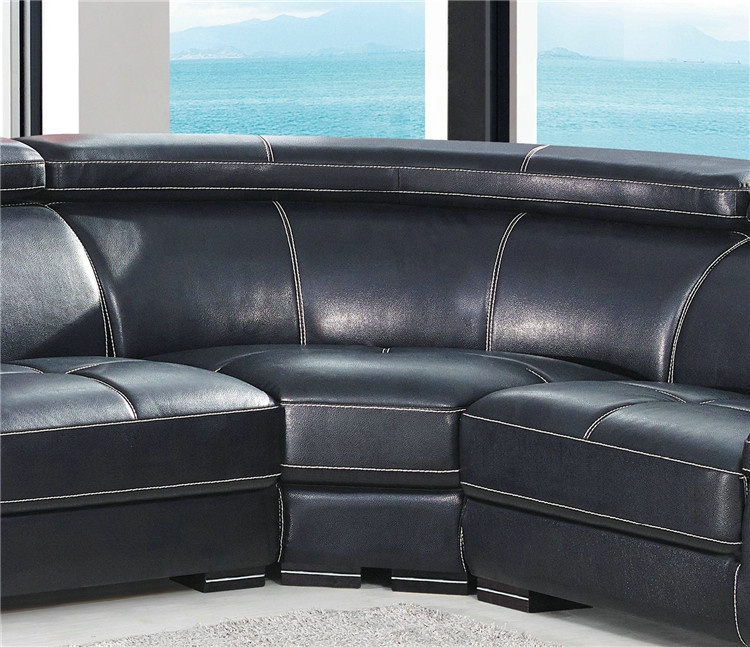 black color modern home furniture L shape sectional leather lawson sofa set