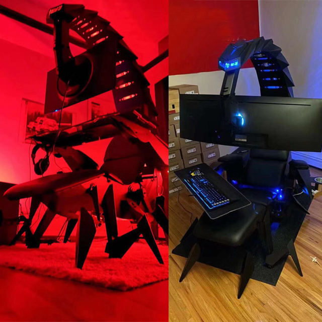 Ergonomic Adjustable Fully Recline Rgb Support 3 Monitors Scorpion Cockpit Pu Furniture Revolving Ne