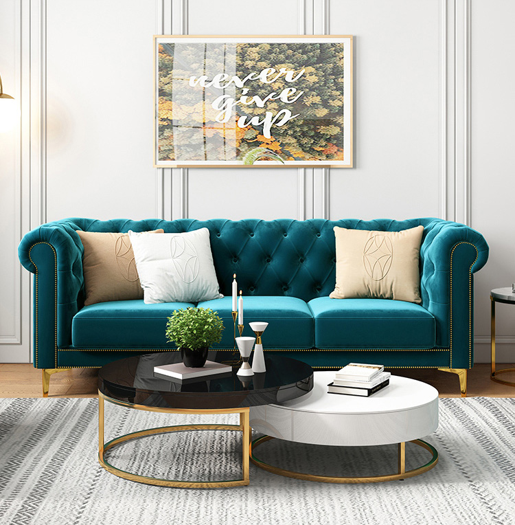 Velvet Chesterfield sofa sets for living room home furniture sofa