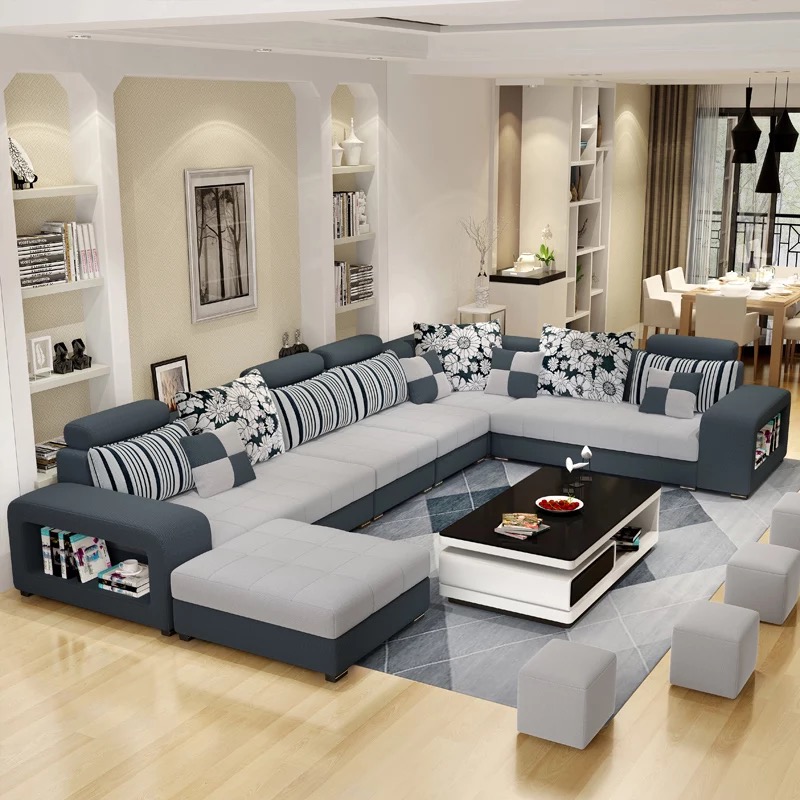 Wholesale Modern and economic living room furniture 5 6 7 8 seats fabric sofa for big house living r