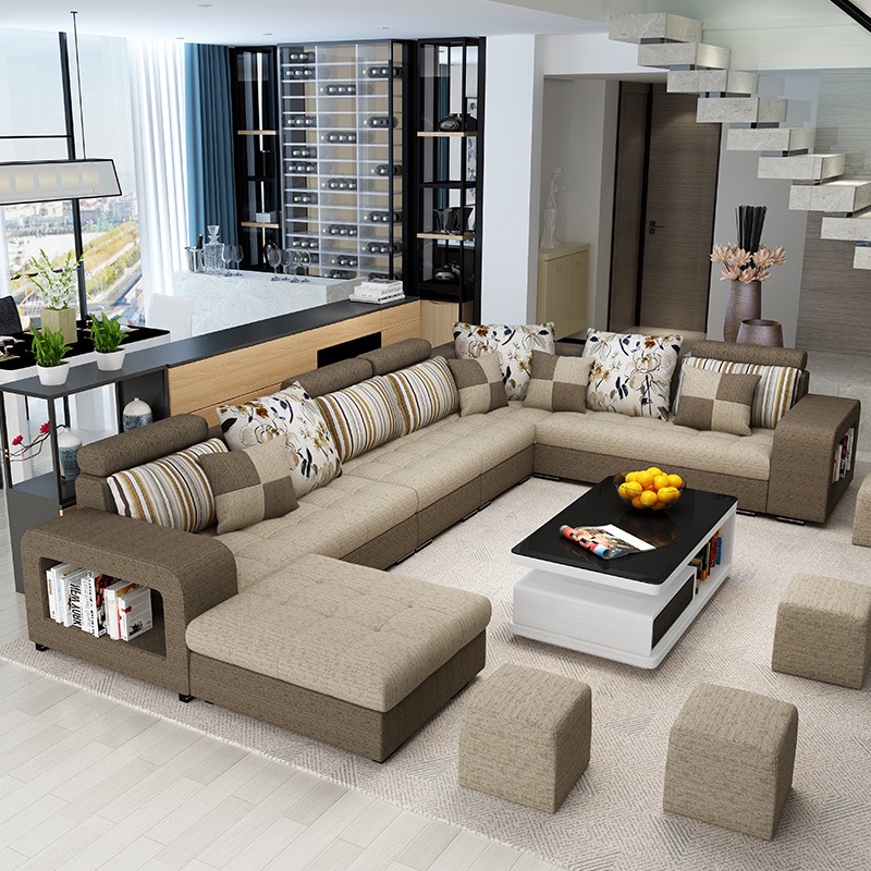 Wholesale Modern and economic living room furniture 5 6 7 8 seats fabric sofa for big house living r