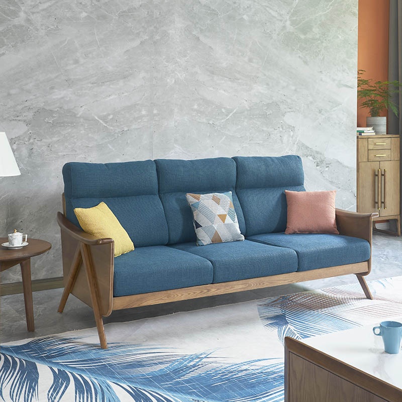 2020 New Design Living Room Furniture Solid Wood Fabric Sofa Sets For Home