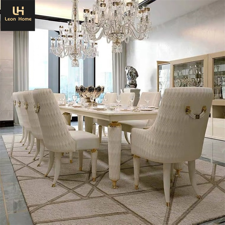 Hot selling luxury design artificial marble dining table set 10 seater dining room furniture