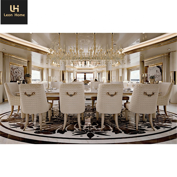 Hot selling luxury design artificial marble dining table set 10 seater dining room furniture