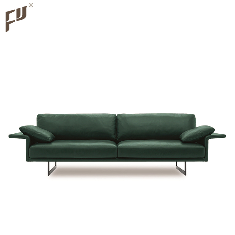Foshan Supplier High Quality Modern Home Couches 3+4 Seater European Style Luxury Green Leather Sofa