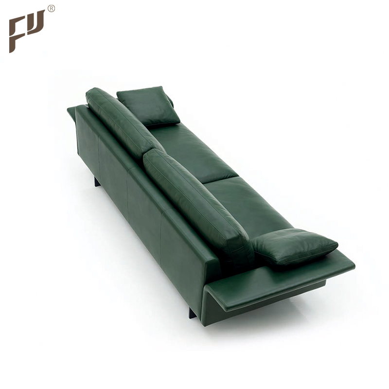 Foshan Supplier High Quality Modern Home Couches 3+4 Seater European Style Luxury Green Leather Sofa