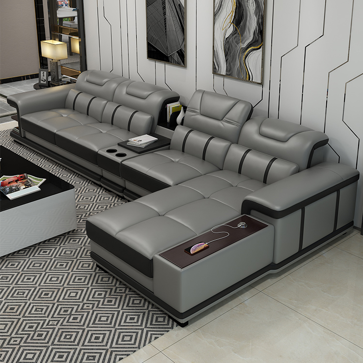 2021 cheap living room furniture sofas sectionals L shape leather sofa set with customize material f