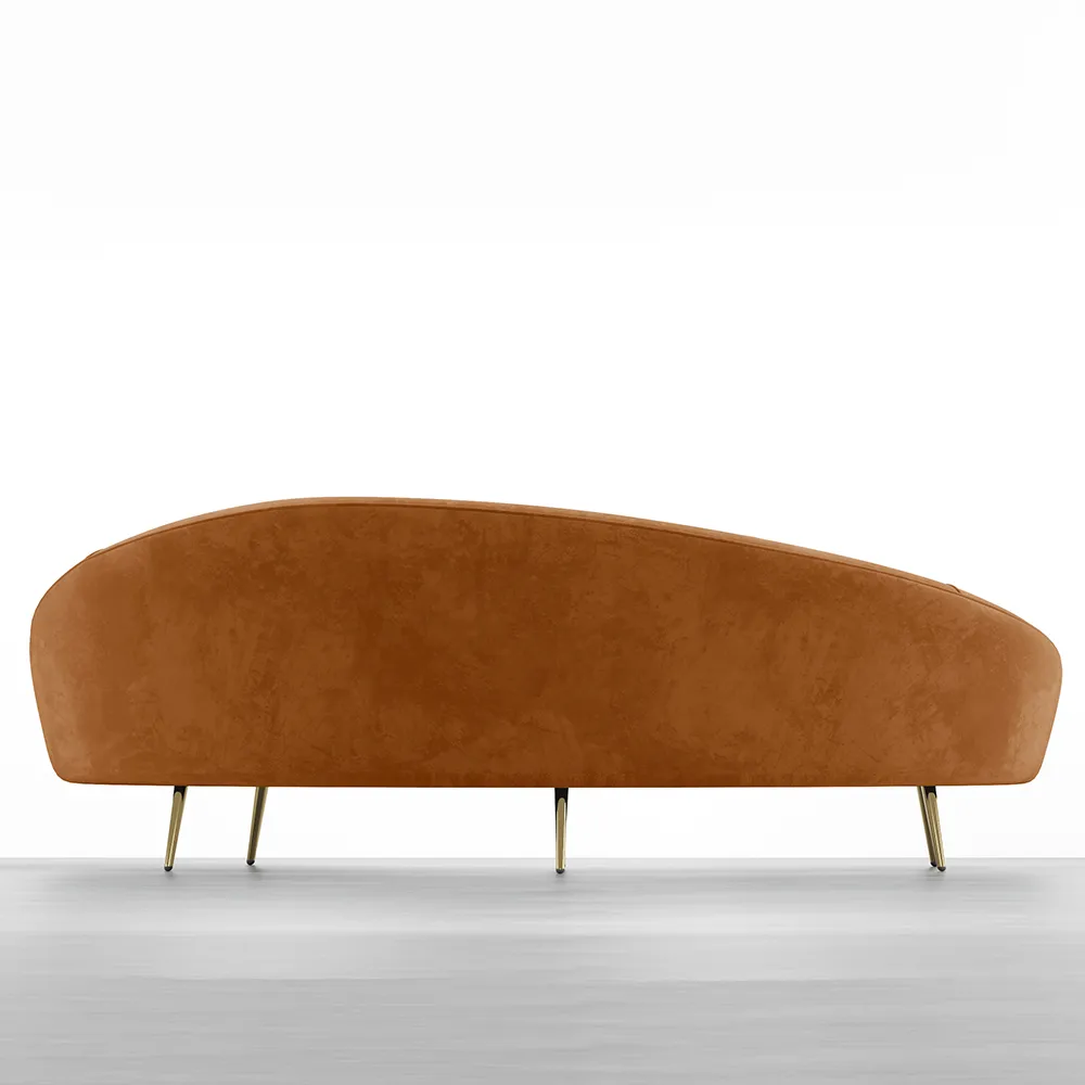 Modern Velvet Curved Sofa 3-Seater Sofa Stainless Steel Leg Living Room Couch For Home Hotel Furnitu