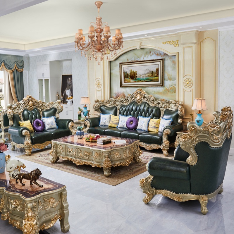 Foshan factory EUROPEAN antique style living room sofas top quality sofa set furniture living room f