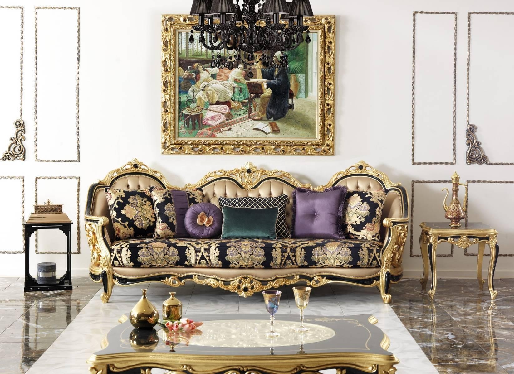 antique sofa royal furniture living room luxury sofa furniture, golden Dubai sofa design