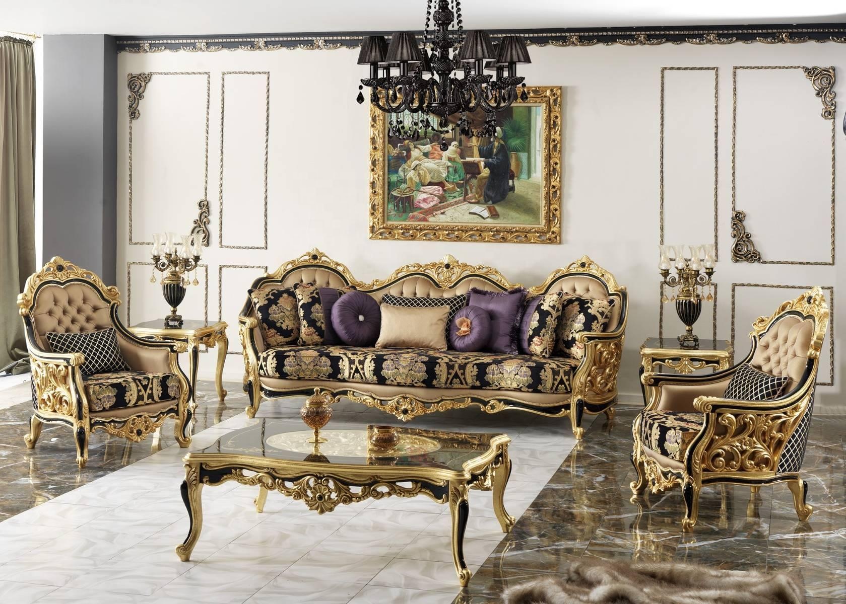 antique sofa royal furniture living room luxury sofa furniture, golden Dubai sofa design