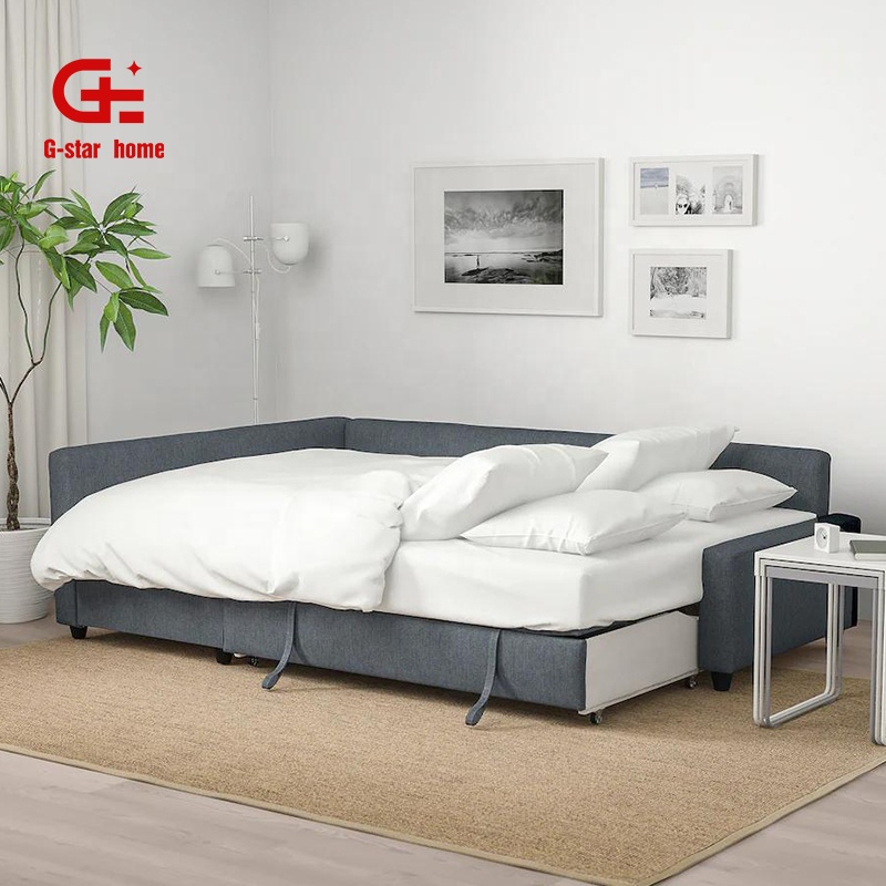 Functional L shape lounge sofa bed furniture with storage for home center