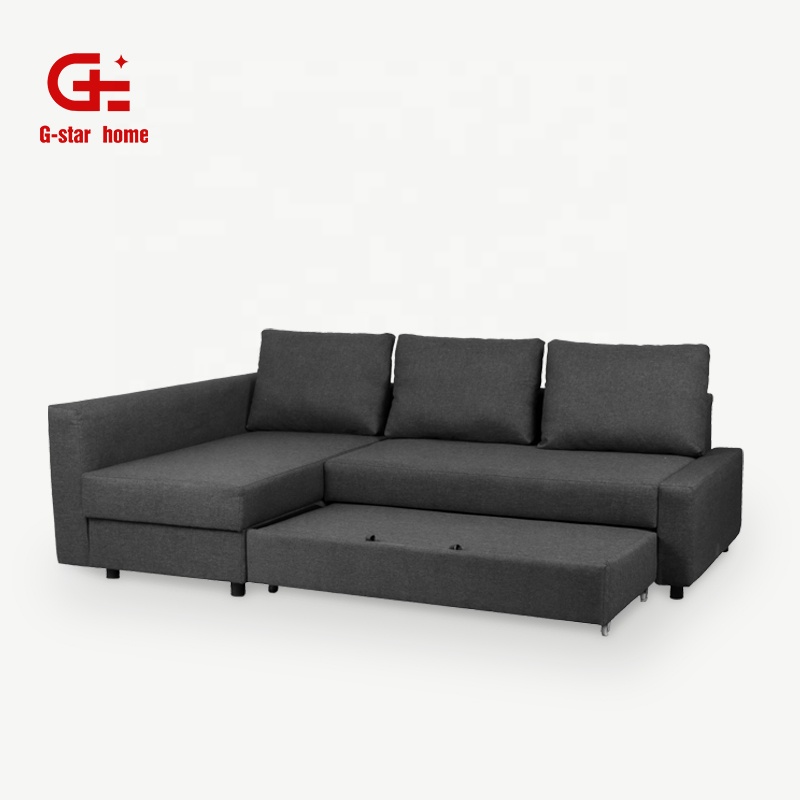 Functional L shape lounge sofa bed furniture with storage for home center