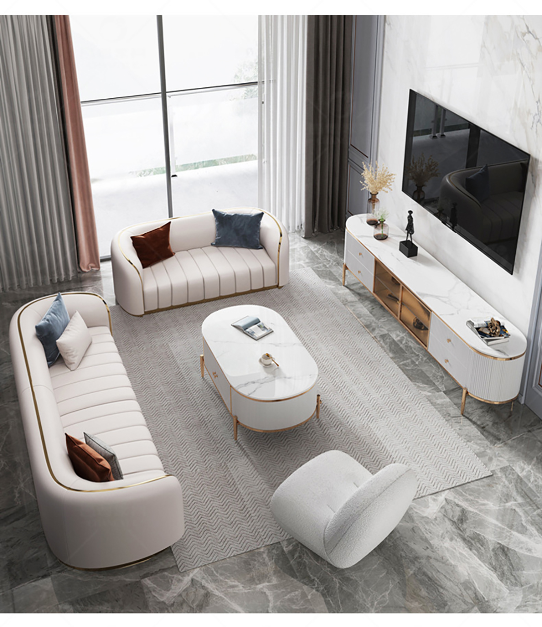 Modern Divan Live Leather Sofa Set Home Furniture Living Room Couch Made In Italy