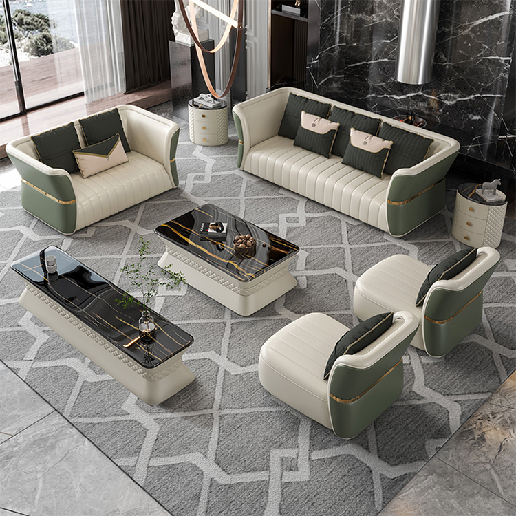Ekintop couches luxury sofa set furniture modern leather sofa sets for living room home furniture