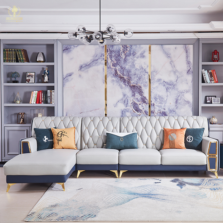 Ekintop couches luxury sofa set furniture modern leather sofa sets for living room home furniture