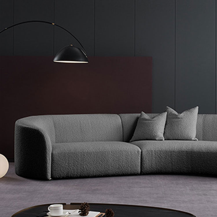 Hndfk Modern Italian Style Living Room Sofa Light Grey Linen Fabric Cover Couch Sofa Set Home Furnit
