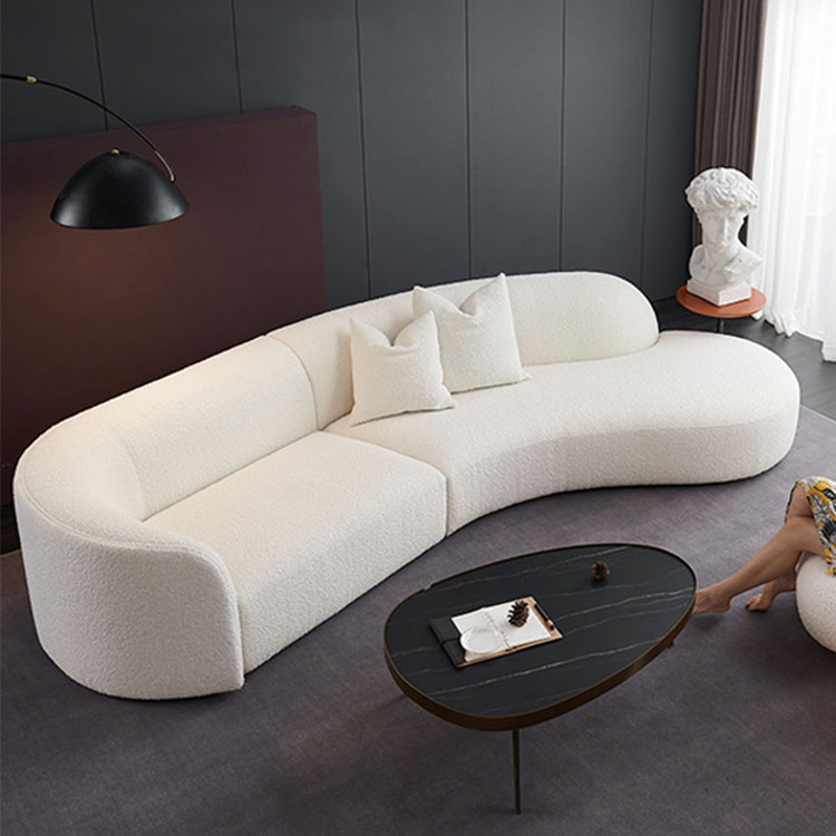 Hndfk Modern Italian Style Living Room Sofa Light Grey Linen Fabric Cover Couch Sofa Set Home Furnit