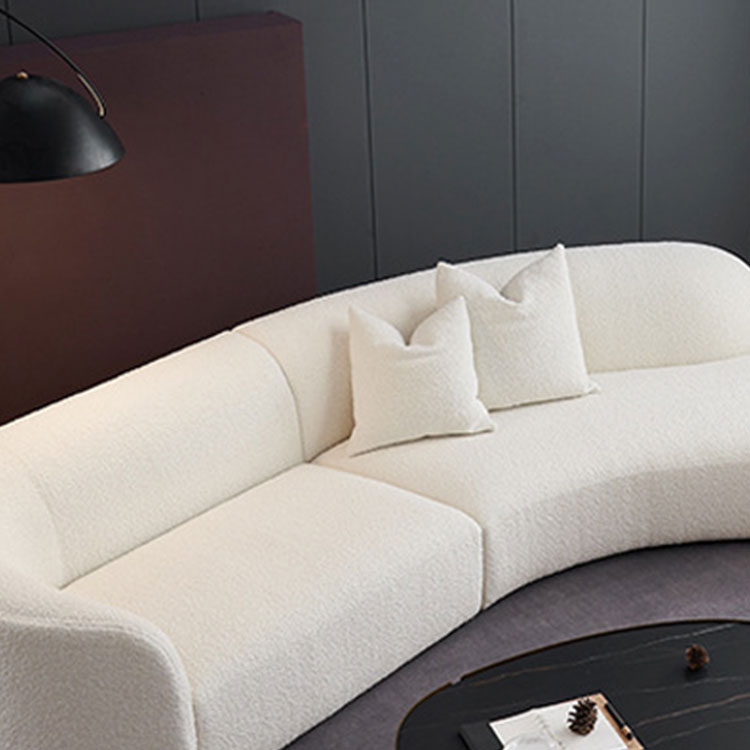 Hndfk Modern Italian Style Living Room Sofa Light Grey Linen Fabric Cover Couch Sofa Set Home Furnit