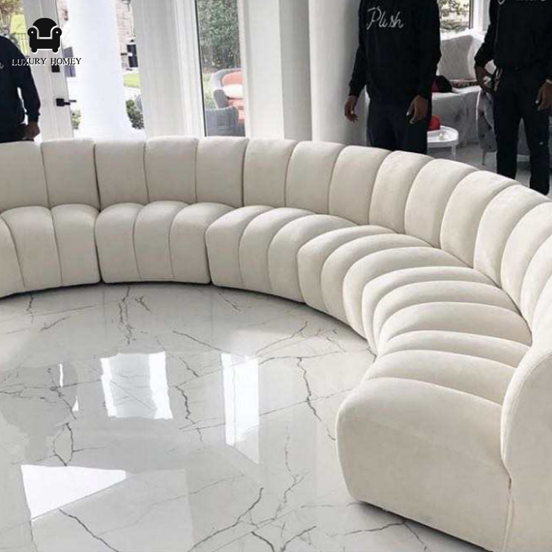 Custom italian high-end modular sectional leather sofa modern design velvet curved sofa for villa an