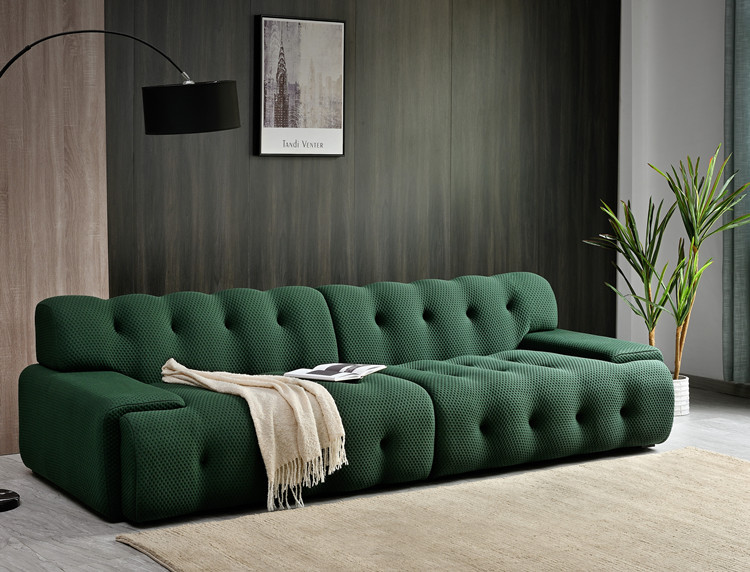 Hot Sell Design Luxury Living Room Green Sofas Modern Velvet Fabric Button Sofa Furniture