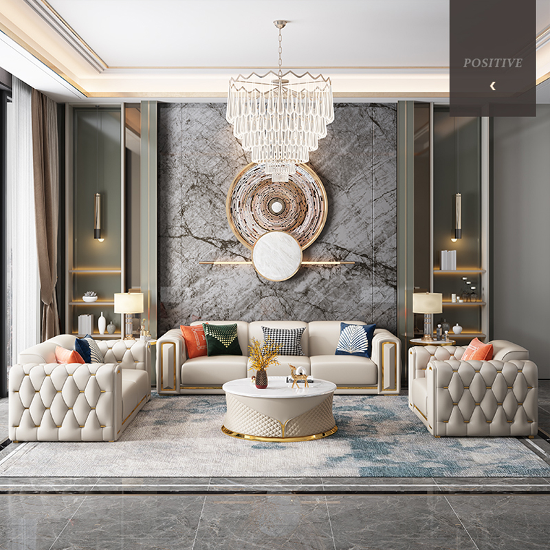 luxury design sectional 1 2 3 seater leather tufted sofa set modern u shape living room furniture