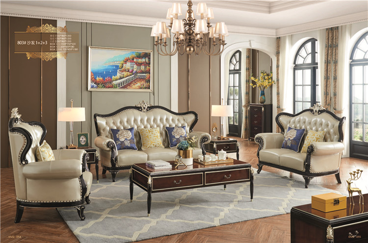 Factory Supply Attractive Price New Luxury Classic Sofa 4 Set Living Room Furniture