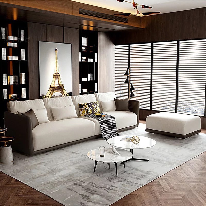 Modern Italian Leather sofa design metal corner lounges and sofas nordic Living room furniture