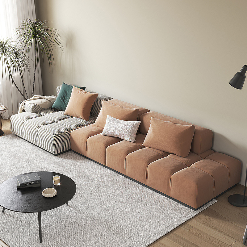 Nordic Home Furniture Waterproof Fabrics 3 Seaters Block Geometric Modular Sofa