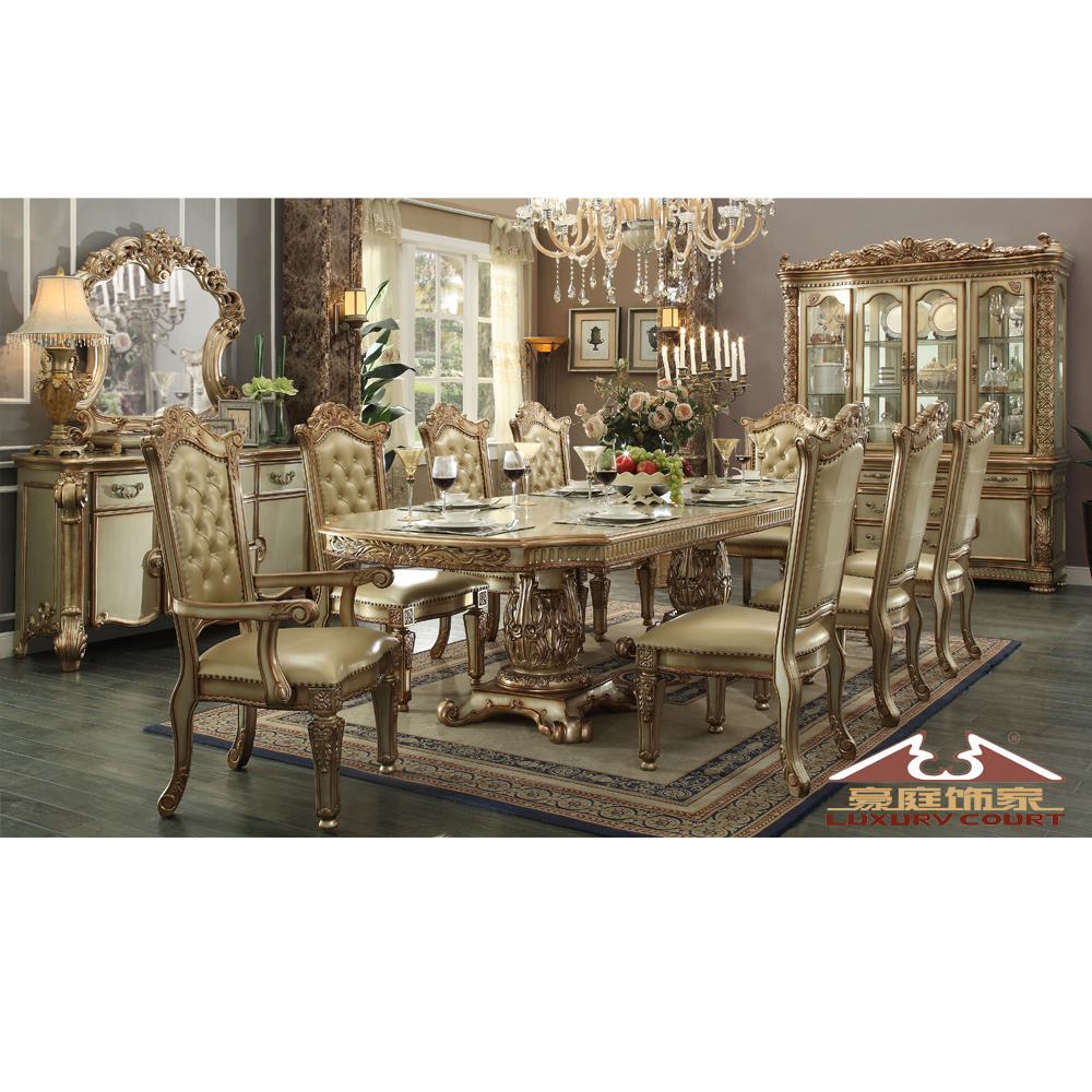 Dining table hand carved home furniture dining room chairs modern leather