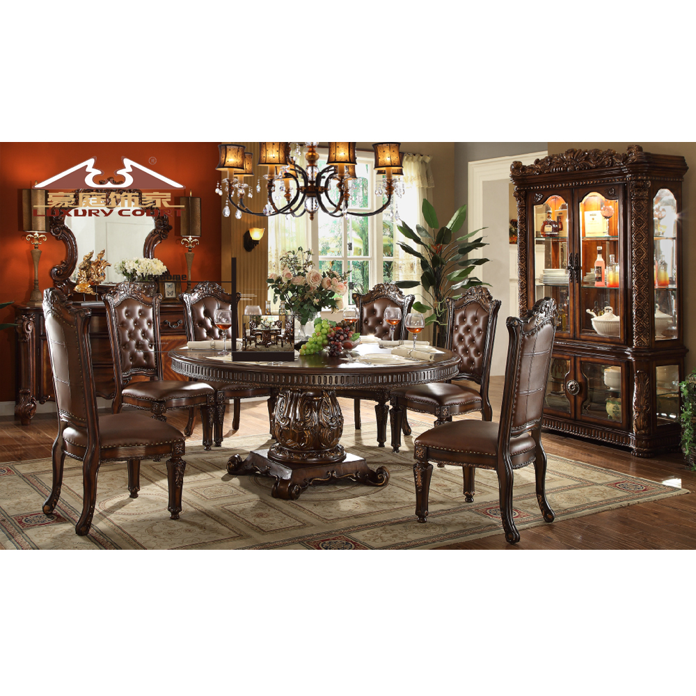 Dining table hand carved home furniture dining room chairs modern leather