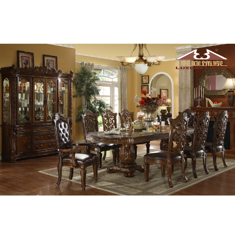 Dining table hand carved home furniture dining room chairs modern leather