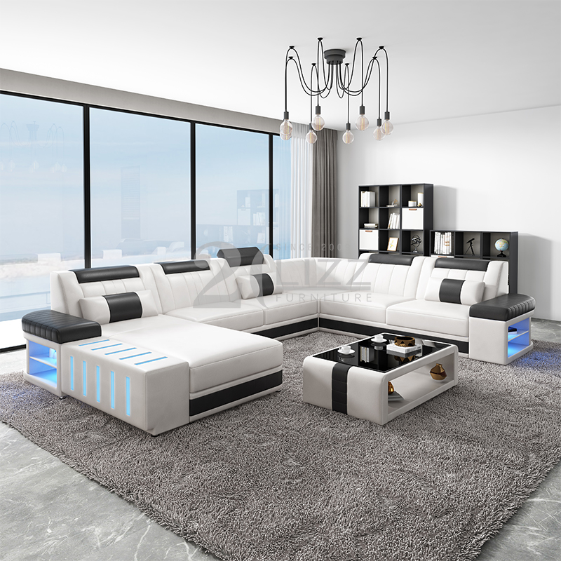 Smart home furniture modern living room leather sofa sets