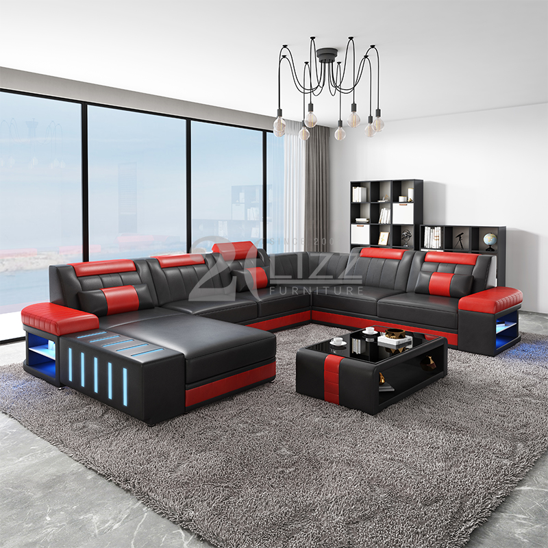 Smart home furniture modern living room leather sofa sets