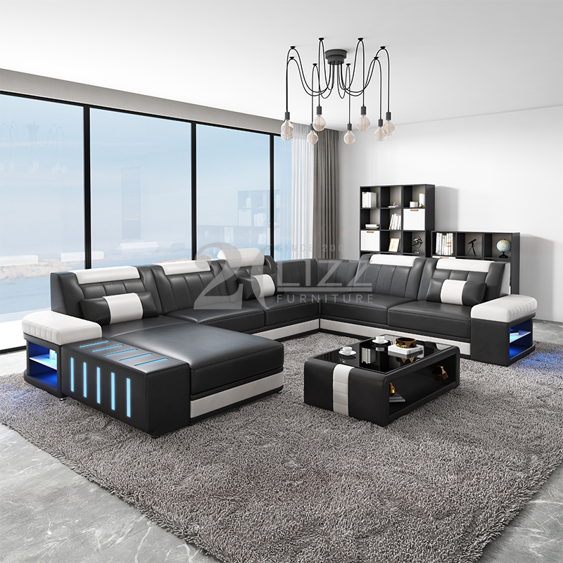 Smart home furniture modern living room leather sofa sets