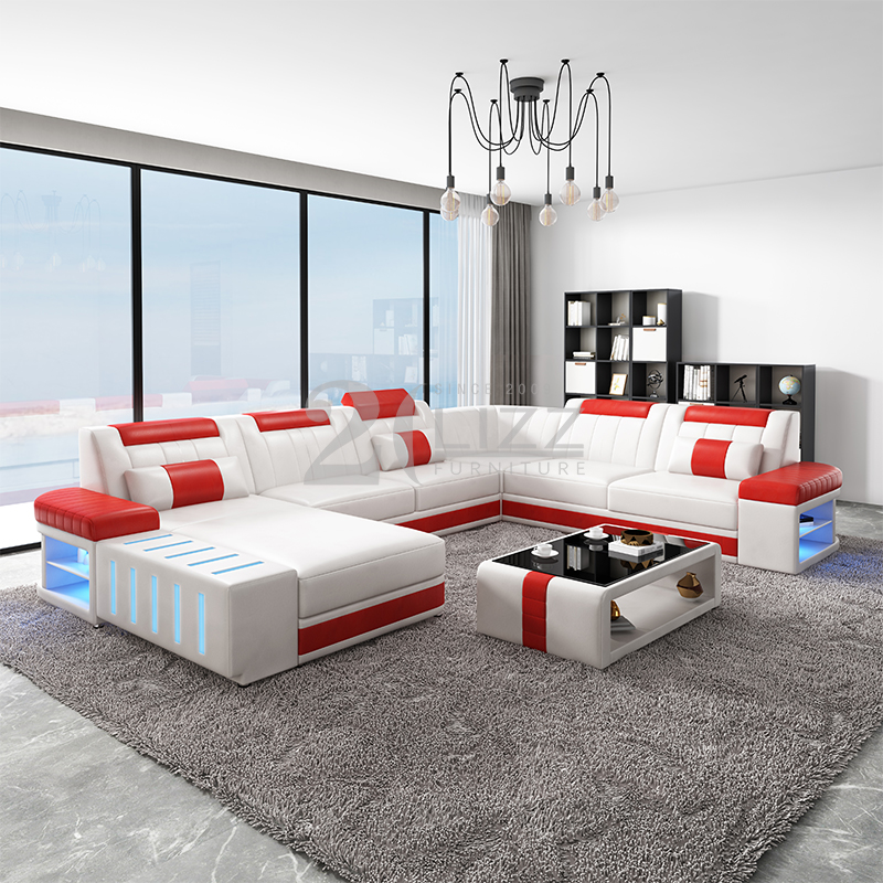 Smart home furniture modern living room leather sofa sets