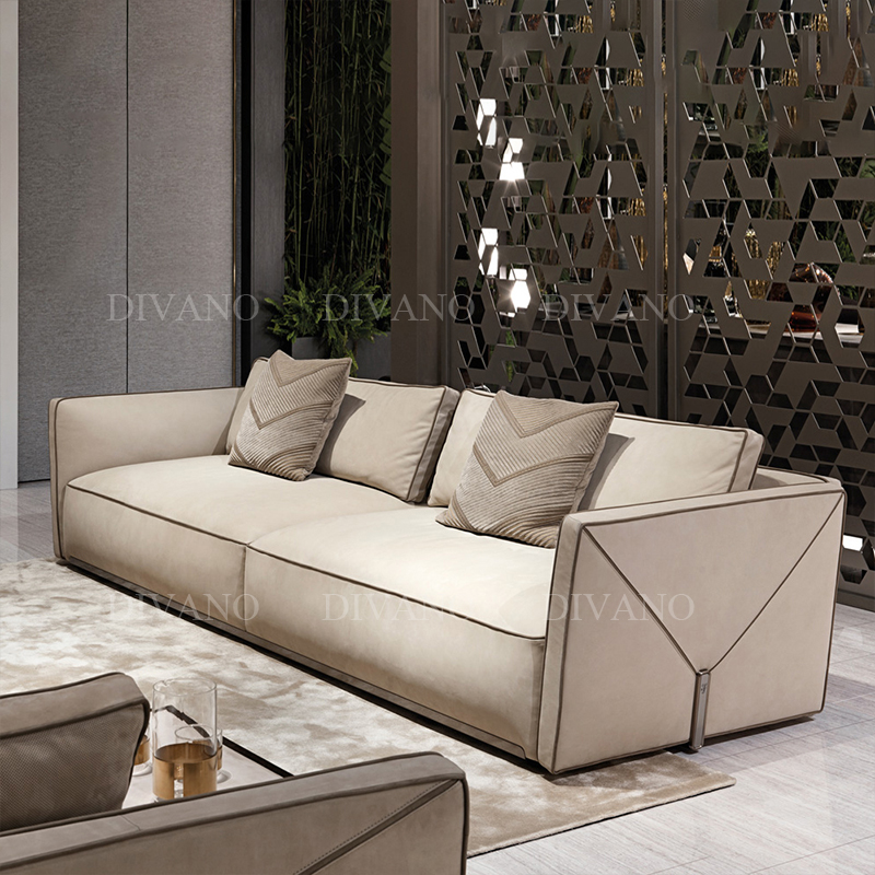 Modern minimalist genuine leather home Furniture 5 seater couch Luxury Living Room Sofas