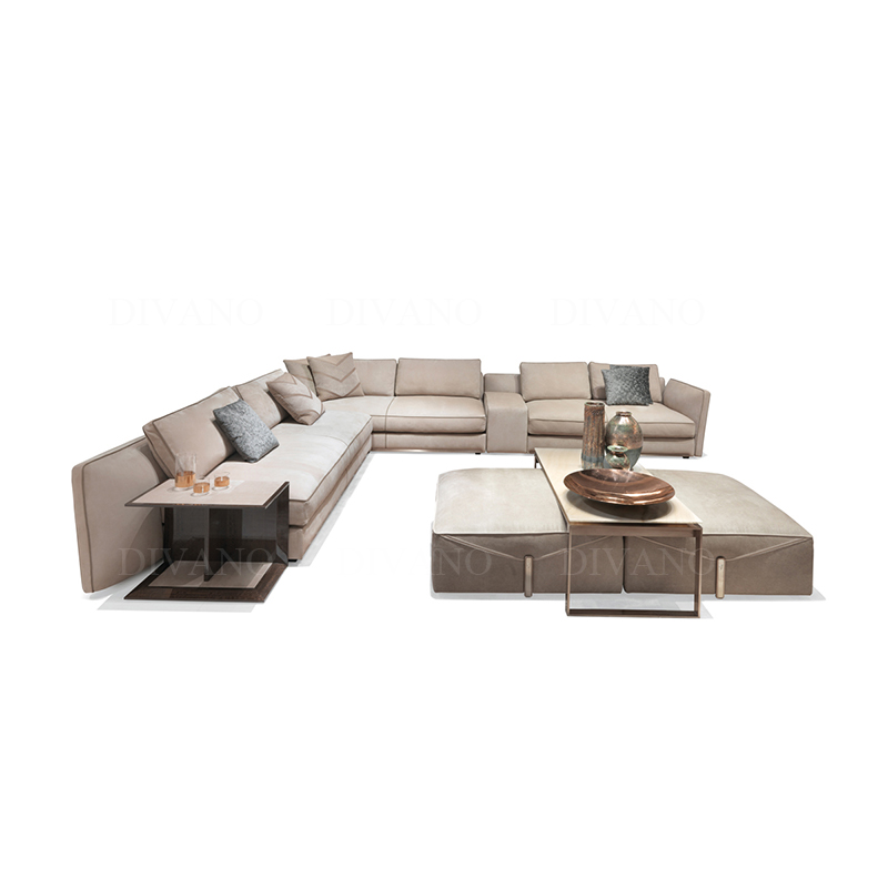 Modern minimalist genuine leather home Furniture 5 seater couch Luxury Living Room Sofas