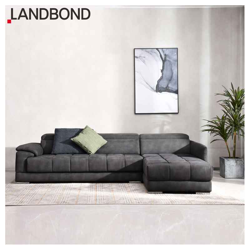 Home Couch Sofa Set Furniture Super Loading Ability Dark Grey L-shape Chaise Modern Living Room Sofa