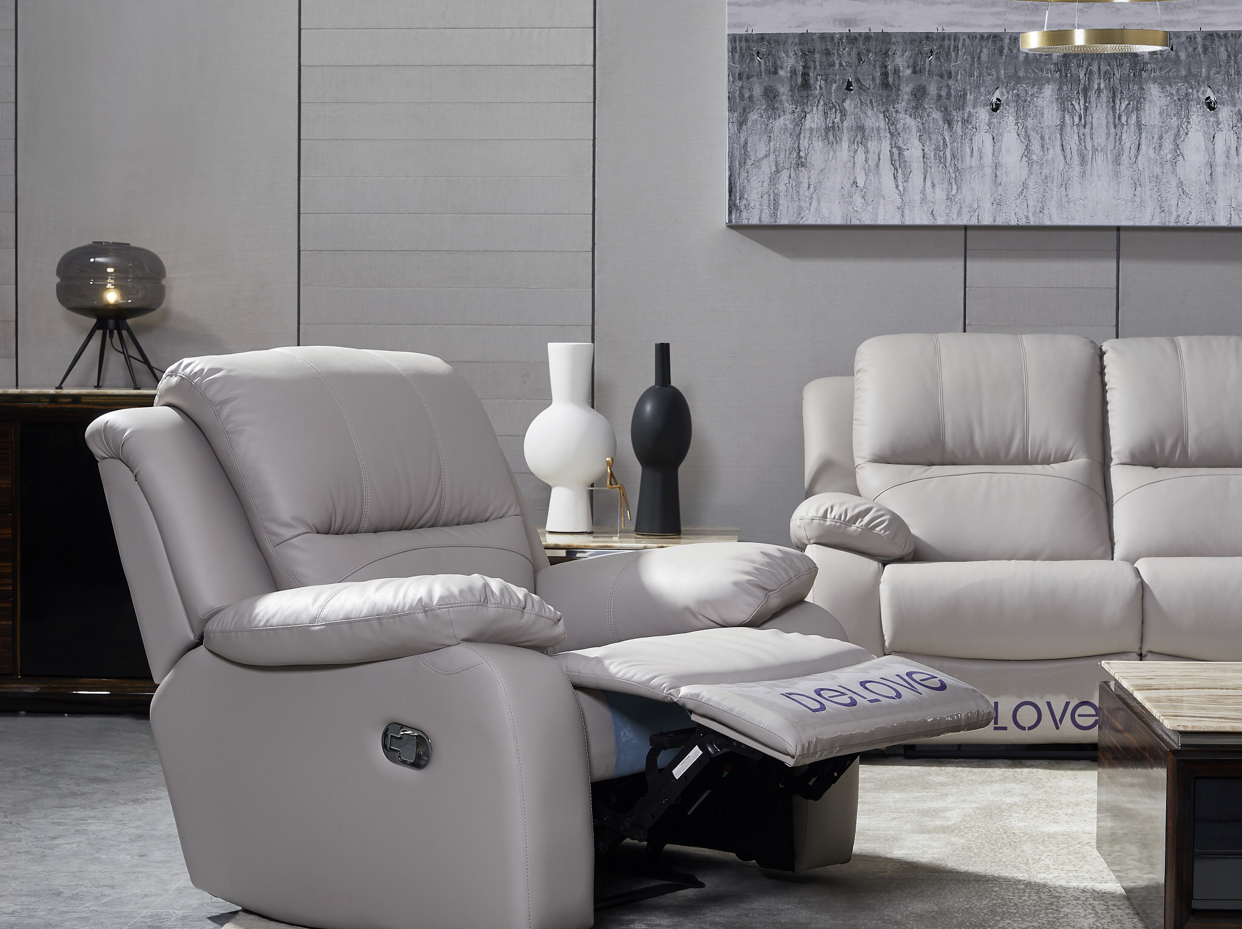 BFP One Stop White Genuine Leather Functional Recliner Sofa Set Modern Living Room Sofas Office Leis