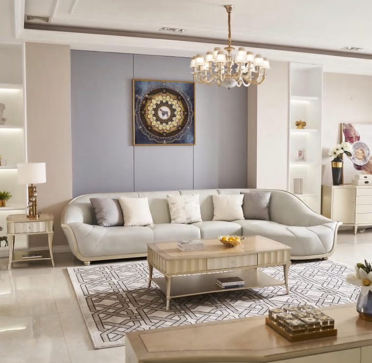 BFP HOME European Luxury Living Room Sectional Modern Sofa Set Living Room Furniture