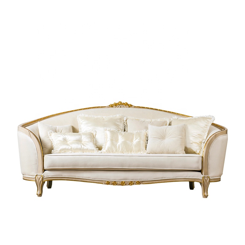 European style living room solid wood carved fabric French sofa arc 123 combination simple sofa desi