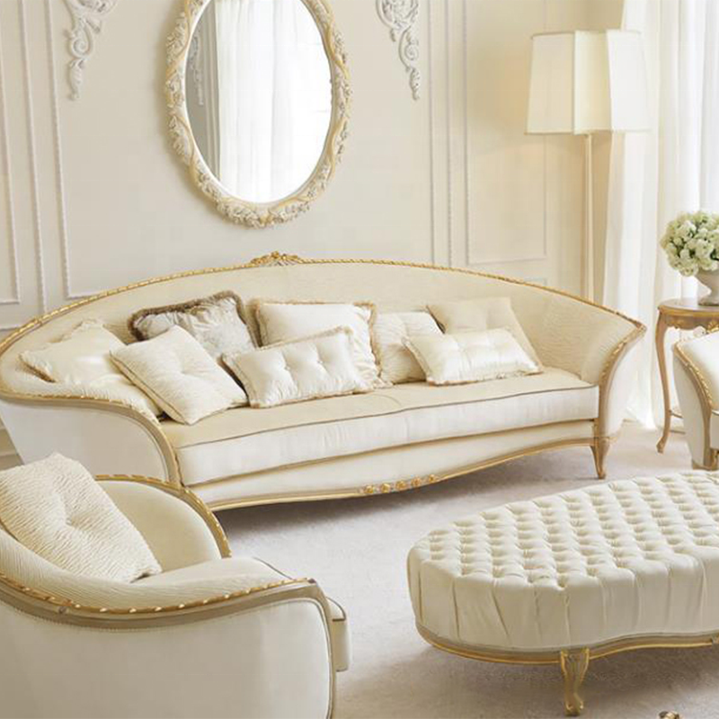 European style living room solid wood carved fabric French sofa arc 123 combination simple sofa desi