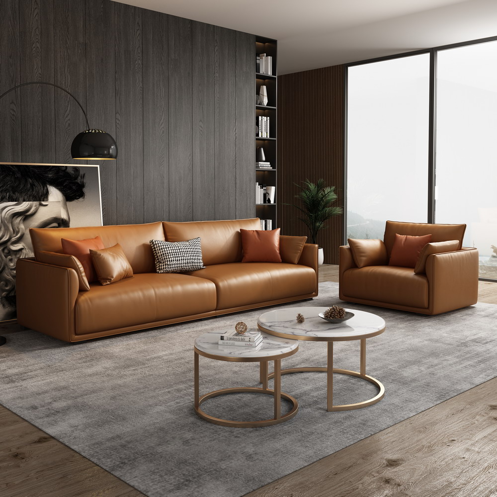 Wholesale light luxury Genuine leather sofa set for home leather modern simple sofa living room 3 se