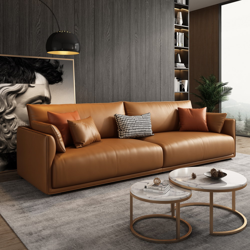 Wholesale light luxury Genuine leather sofa set for home leather modern simple sofa living room 3 se