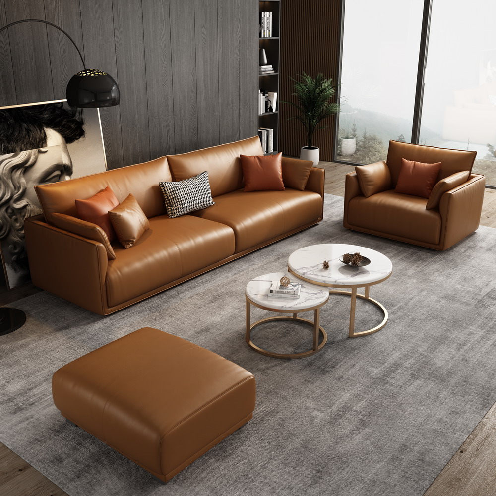 Wholesale light luxury Genuine leather sofa set for home leather modern simple sofa living room 3 se