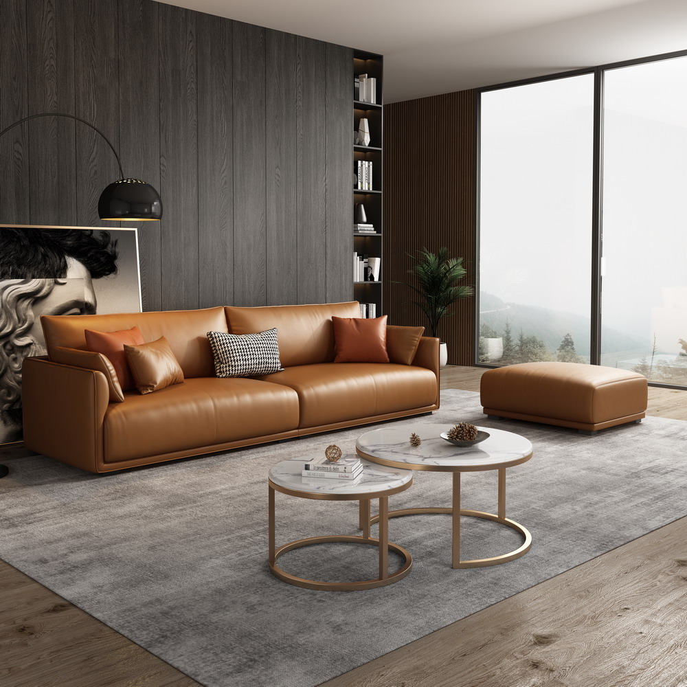 Wholesale light luxury Genuine leather sofa set for home leather modern simple sofa living room 3 se