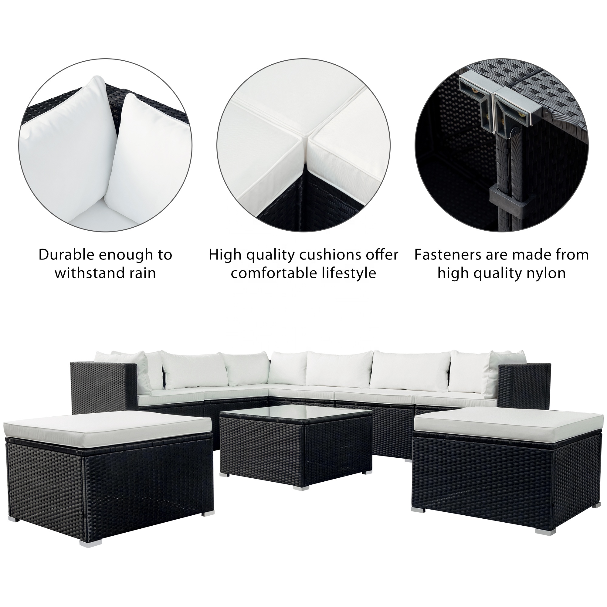 Large Size Patio Garden Sectional Combination Wicker Leisure Rattan Sofa Set Furniture for Party Peo