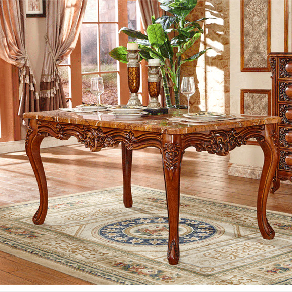 Hand Carved 6 Piece Dining Set Wooden Frame Table And Chair Set For Kitchen Room Dining Room Home Fu