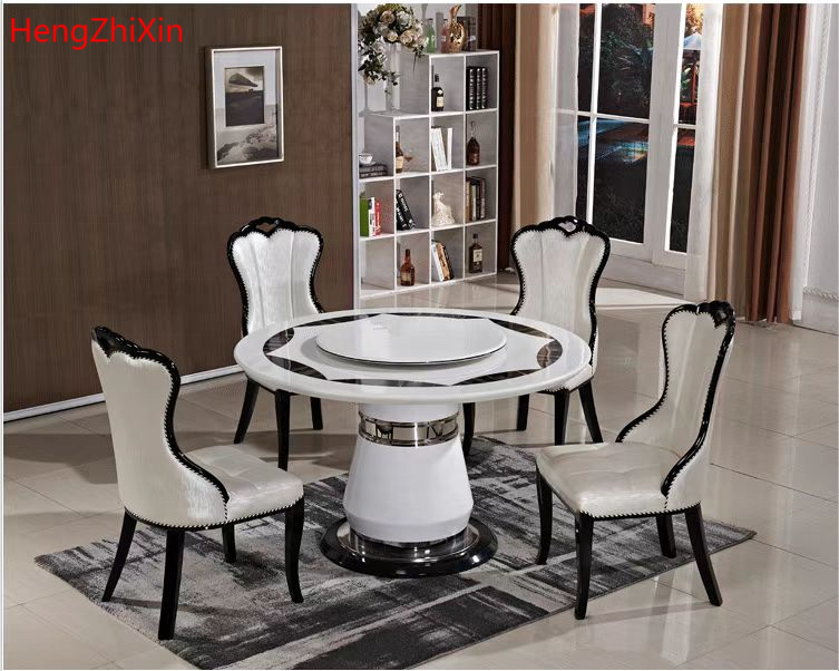 Foshan luxury round marble dining table dining table set 6 seater  dining room furniture